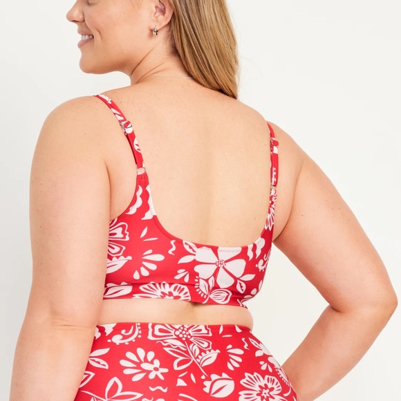 NWT OLD NAVY Scoop-Neck Bikini Swim Tops Color: Bold Red Floral - Picture 9 of 11